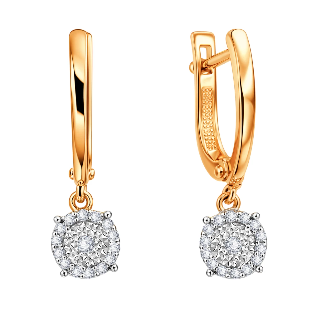 Серьги с бриллиантами из красного золота 585 пробы