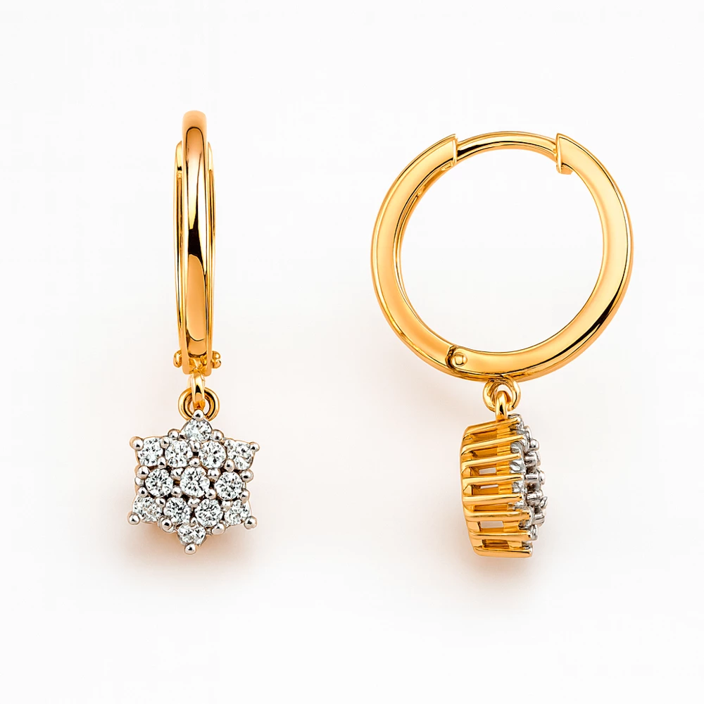 Серьги с бриллиантами из красного золота 585 пробы