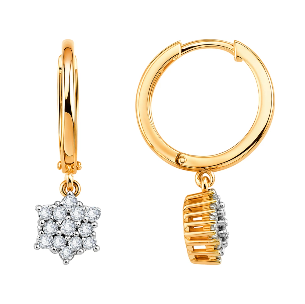 Серьги с бриллиантами из красного золота 585 пробы Серьги с бриллиантами из красного золота 585 пробы