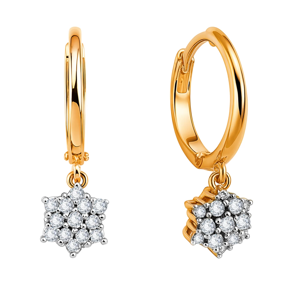 Серьги с бриллиантами из красного золота 585 пробы Серьги с бриллиантами из красного золота 585 пробы