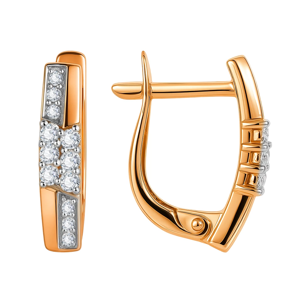 Серьги с бриллиантами из красного золота 585 пробы