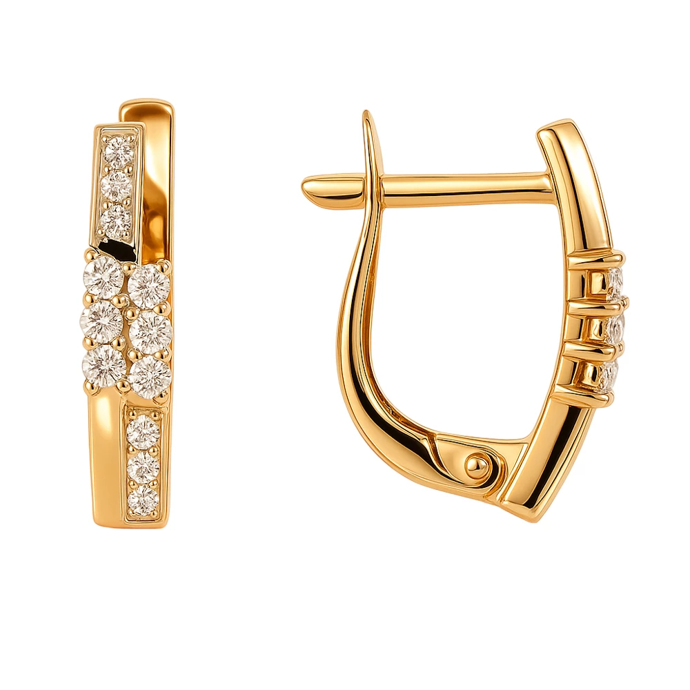 Серьги с бриллиантами из красного золота 585 пробы 3