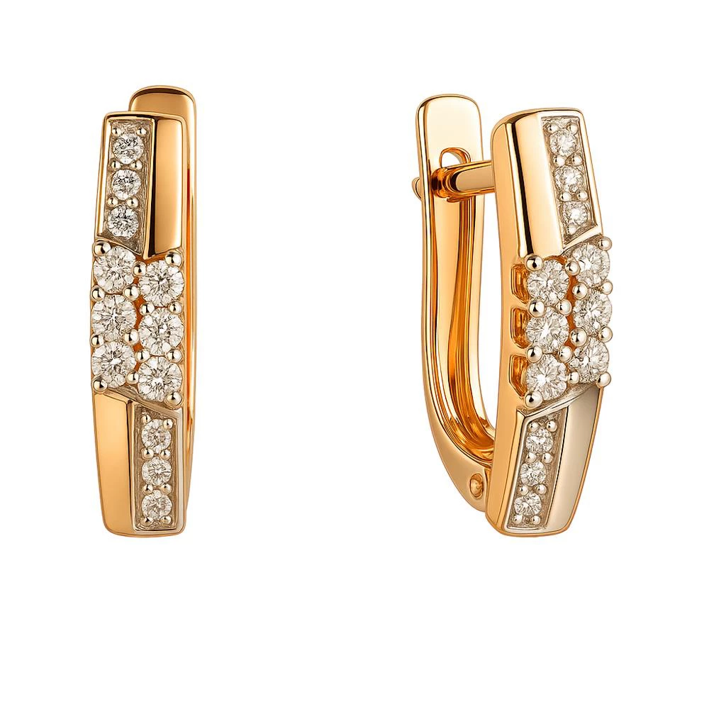 Серьги с бриллиантами из красного золота 585 пробы