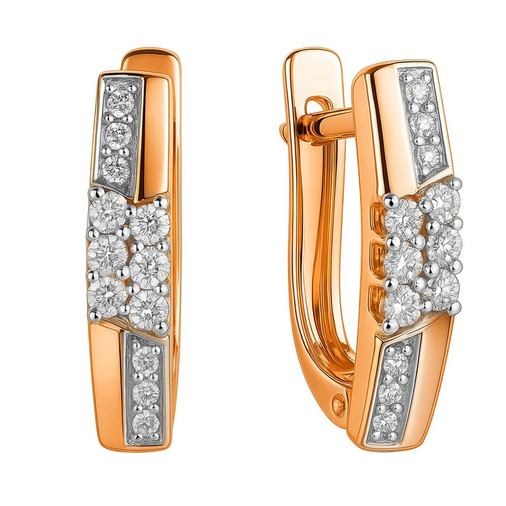 Серьги с бриллиантами из красного золота 585 пробы