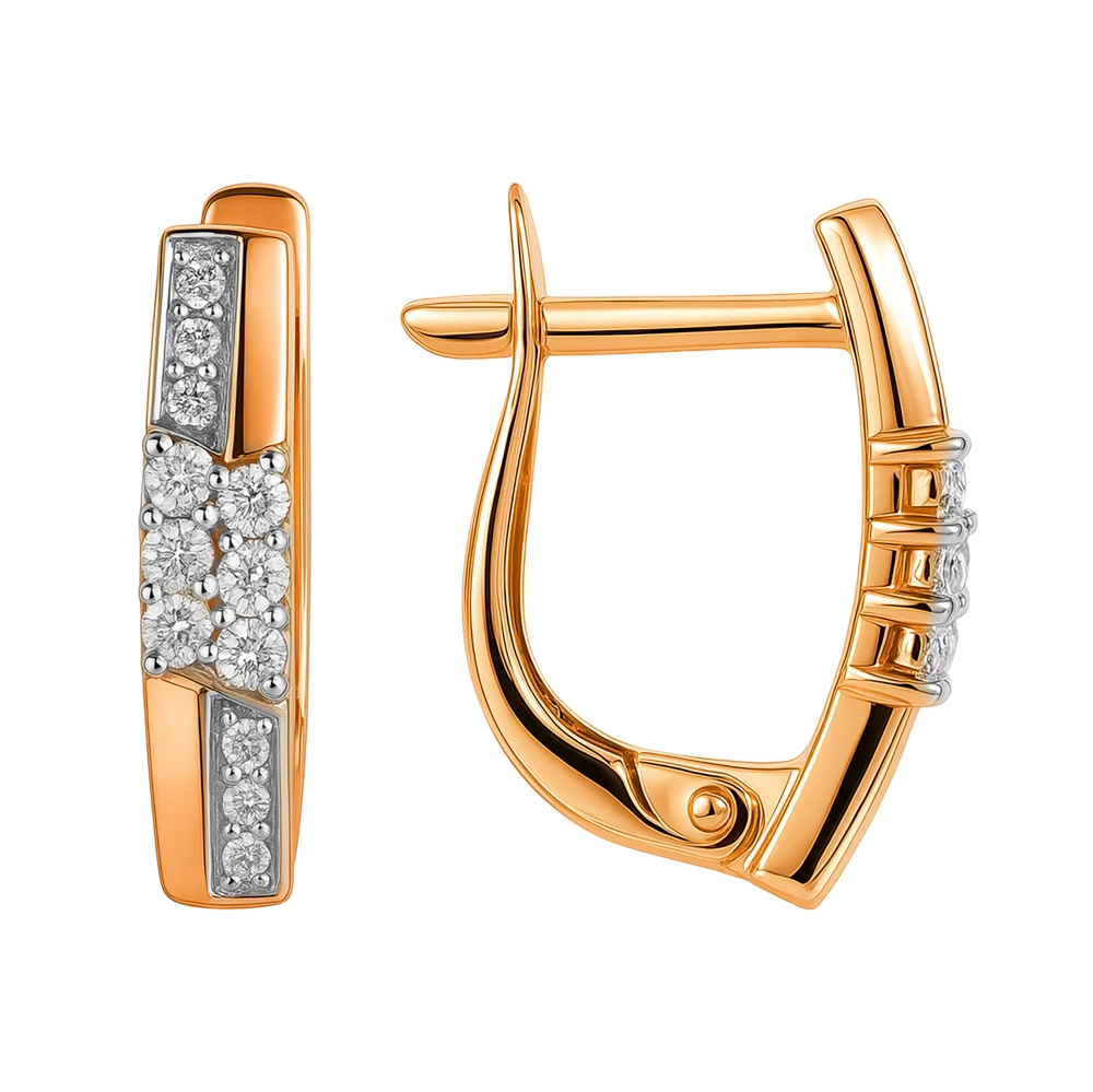 Серьги с бриллиантами из красного золота 585 пробы