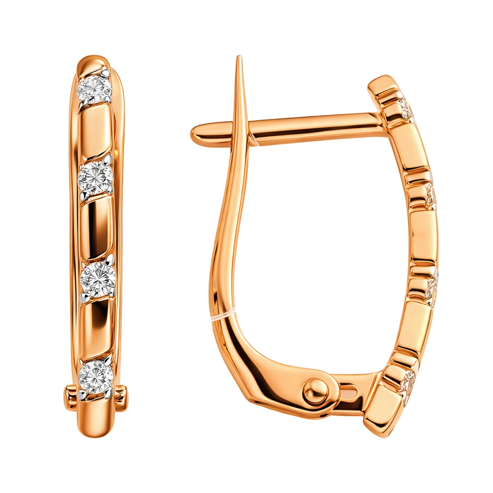 Серьги с бриллиантами из красного золота 585 пробы