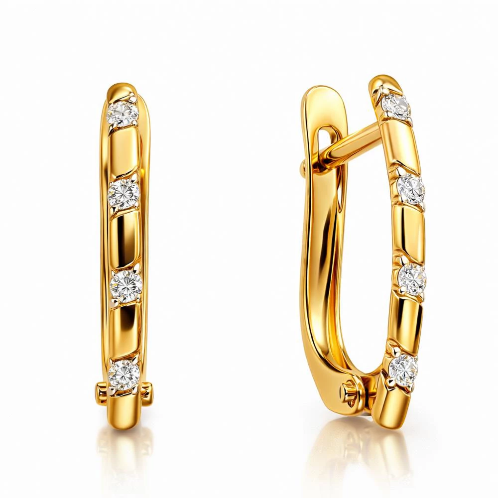 Серьги с бриллиантами из красного золота 585 пробы