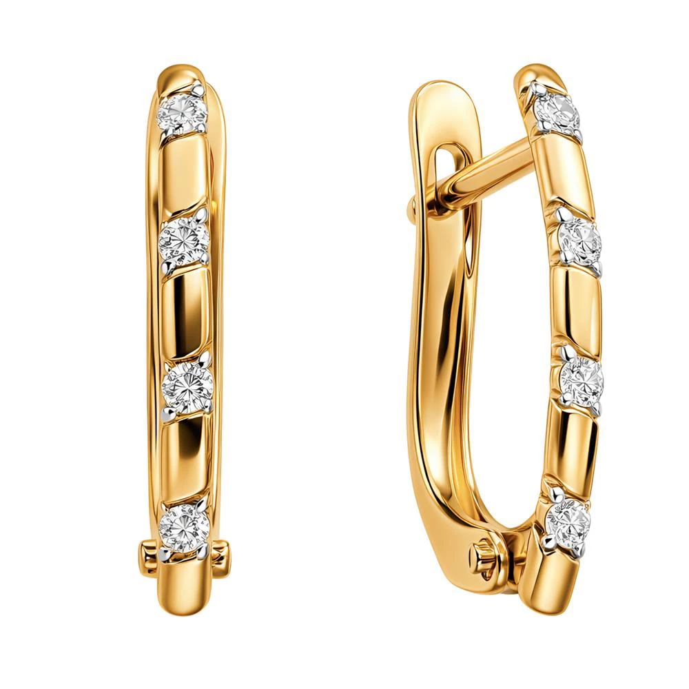 Серьги с бриллиантами из красного золота 585 пробы