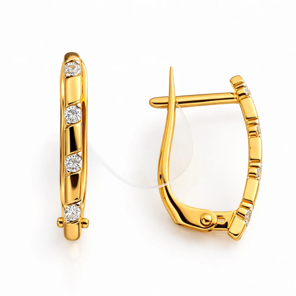 Серьги с бриллиантами из красного золота 585 пробы