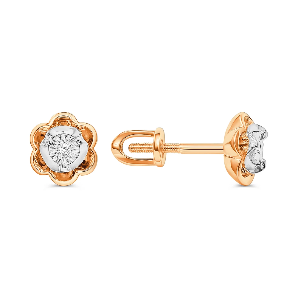 Серьги с бриллиантами из красного золота 585 пробы 3