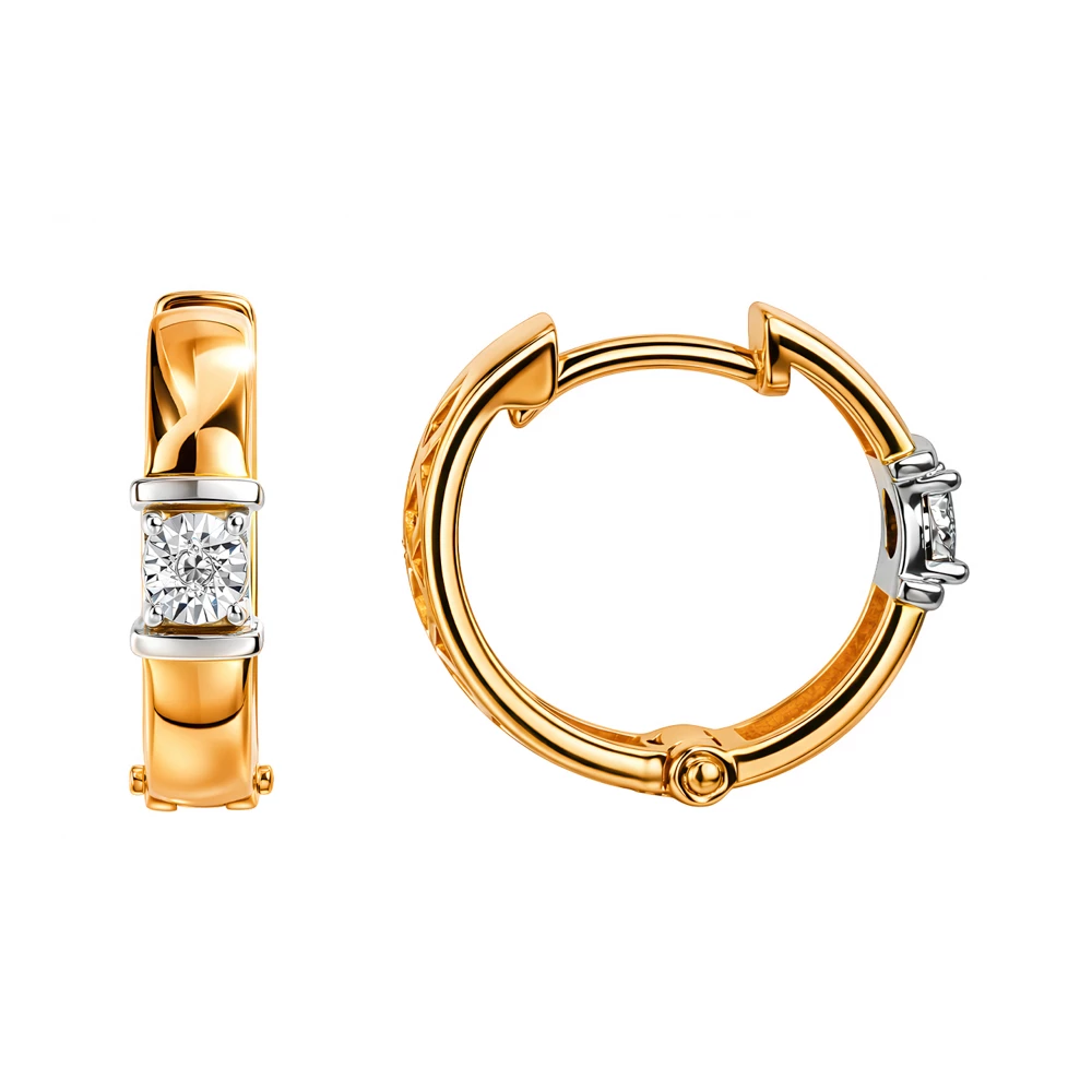 Серьги с бриллиантами из красного золота 585 пробы