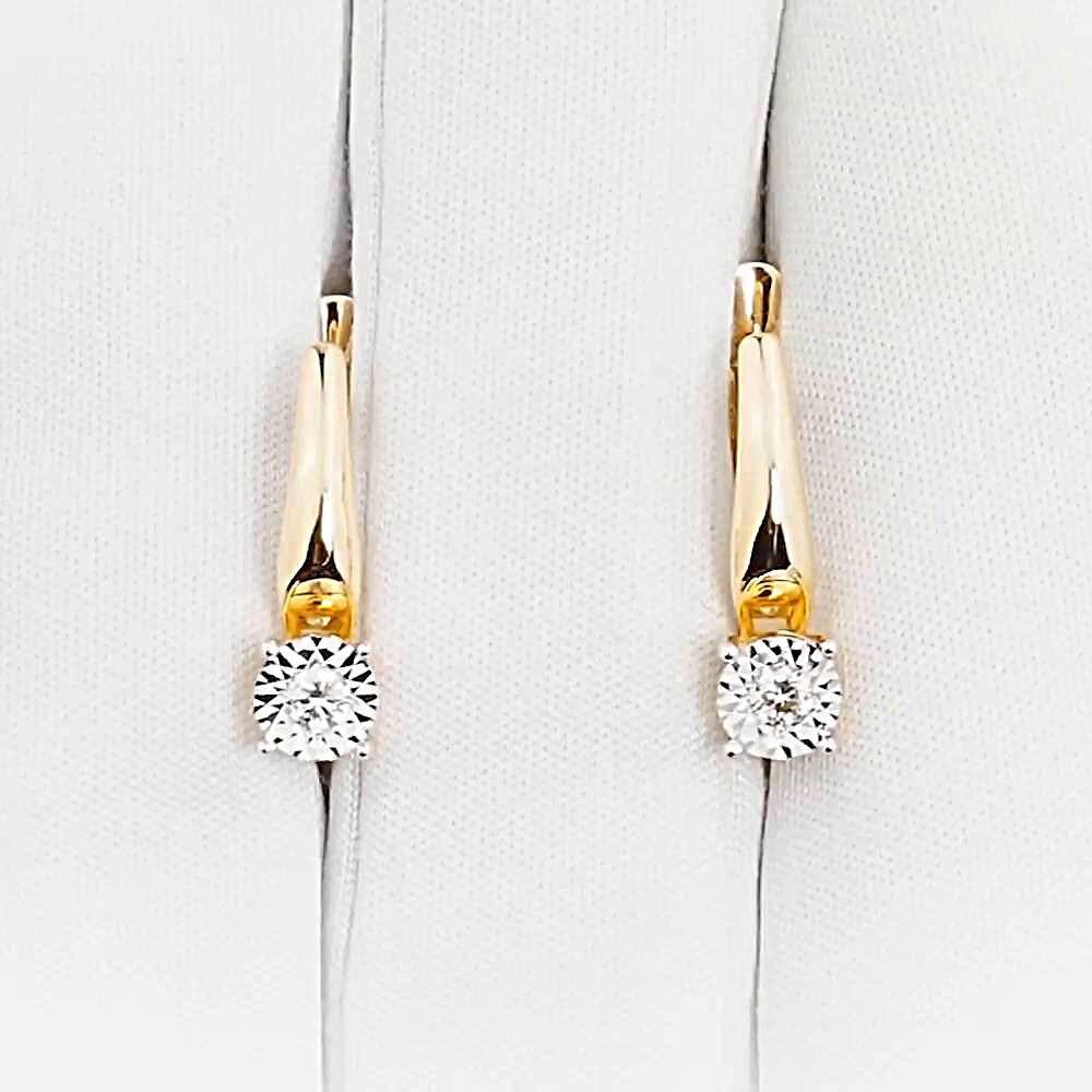 Серьги с бриллиантами из красного золота 585 пробы