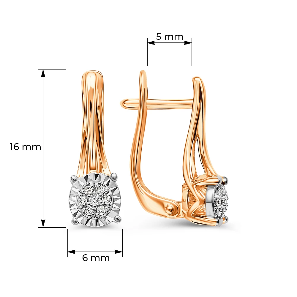 Серьги с бриллиантами из красного золота 585 пробы