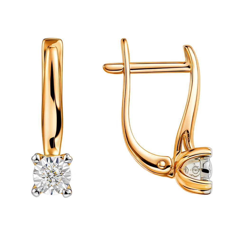 Серьги с бриллиантами из красного золота 585 пробы