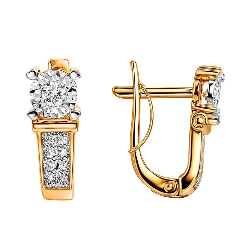 Серьги с бриллиантами из красного золота 585 пробы