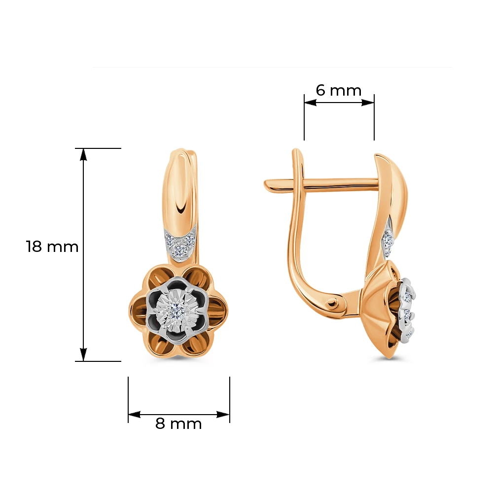 Серьги с бриллиантами из красного золота 585 пробы 3