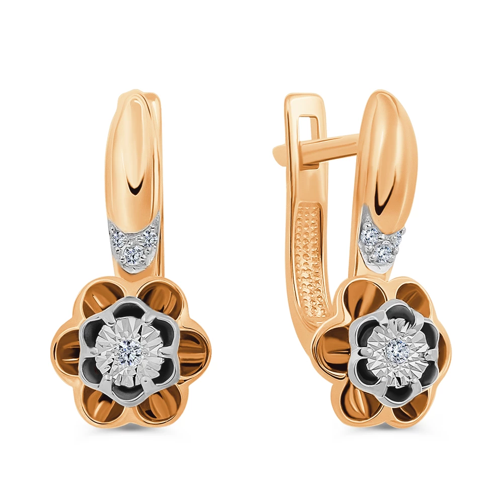 Серьги с бриллиантами из красного золота 585 пробы 1