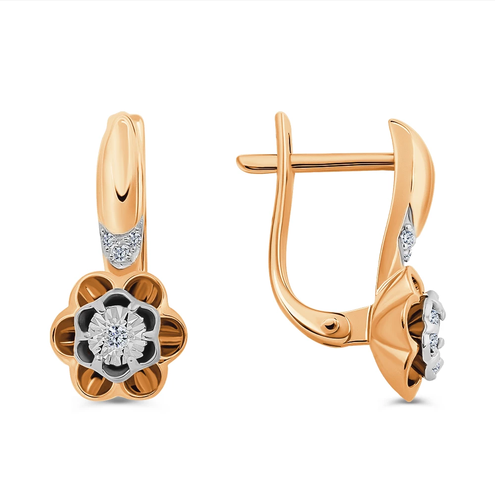 Серьги с бриллиантами из красного золота 585 пробы 2