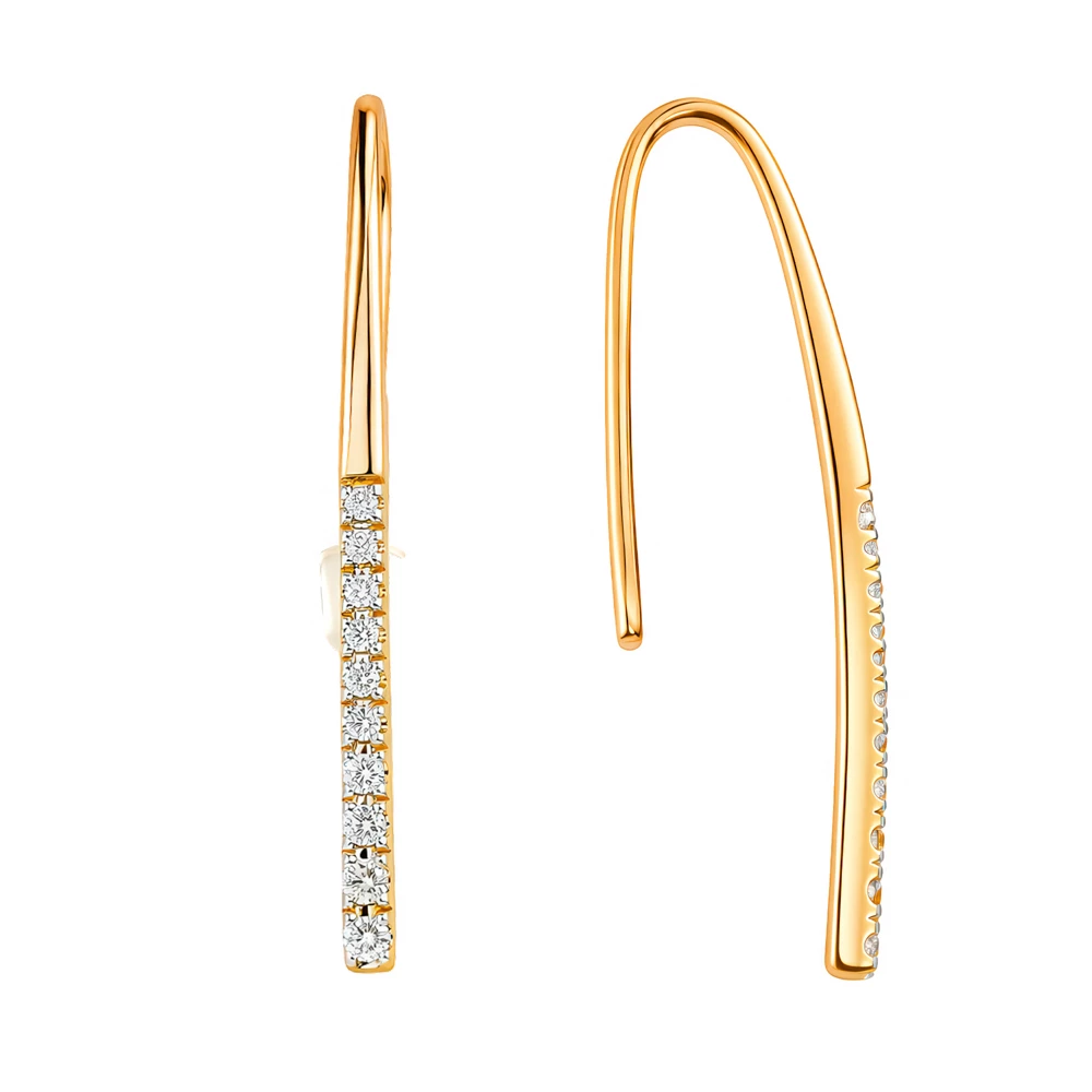 Серьги с бриллиантами из красного золота 585 пробы