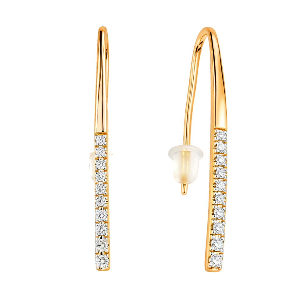 Серьги с бриллиантами из красного золота 585 пробы