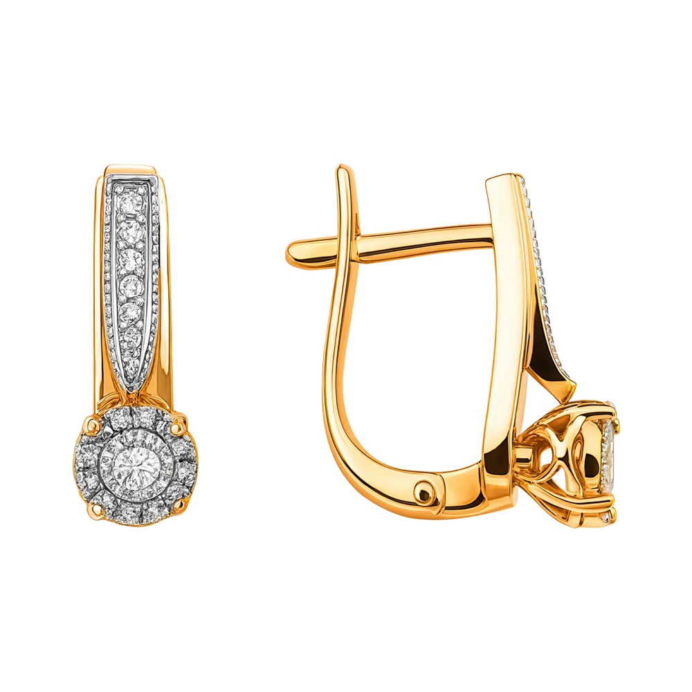 Серьги с бриллиантами из красного золота 585 пробы