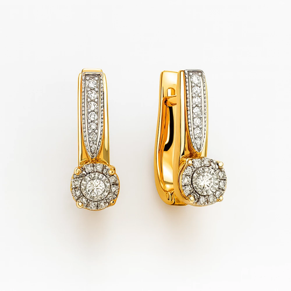 Серьги с бриллиантами из красного золота 585 пробы