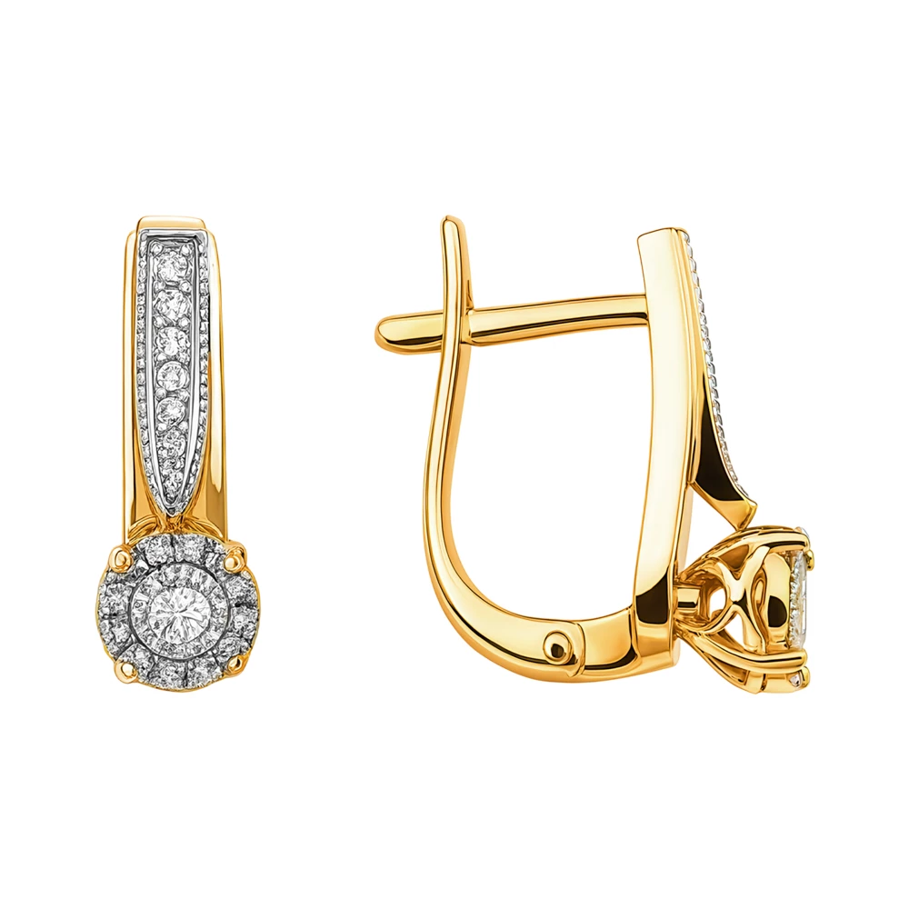 Серьги с бриллиантами из красного золота 585 пробы