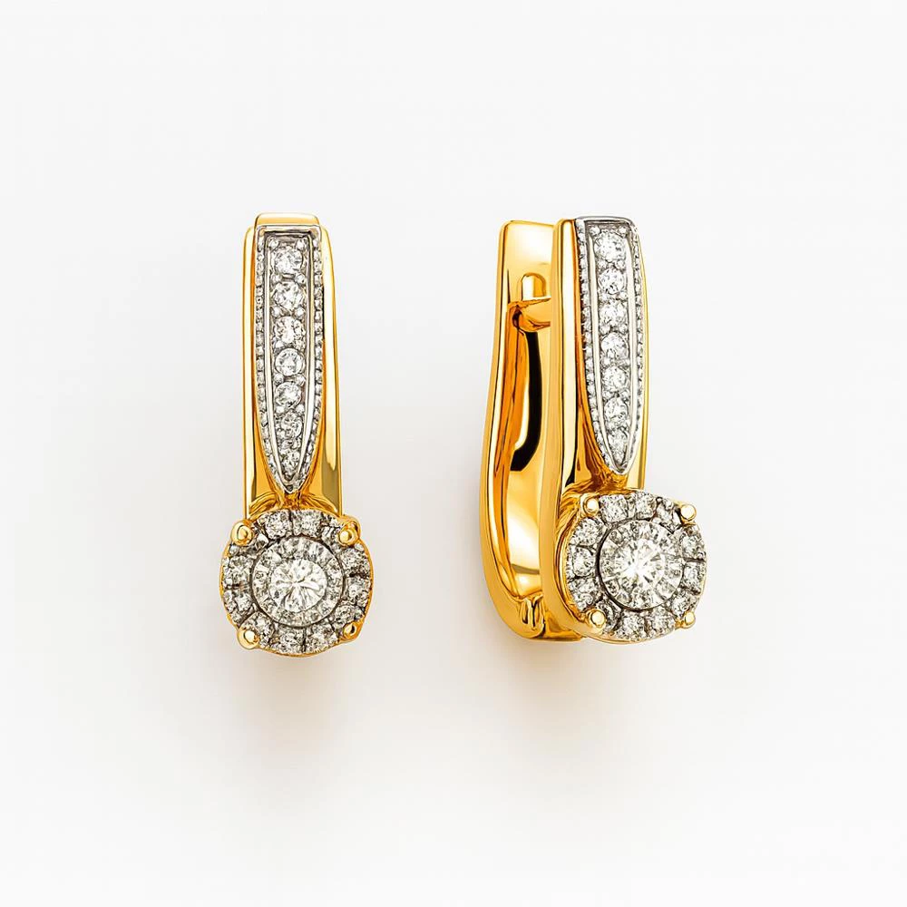 Серьги с бриллиантами из красного золота 585 пробы