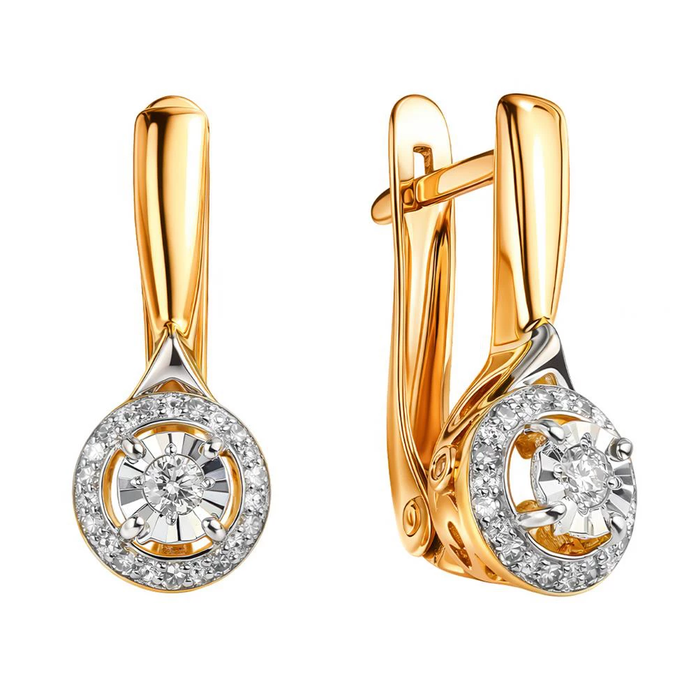 Серьги с бриллиантами из красного золота 585 пробы