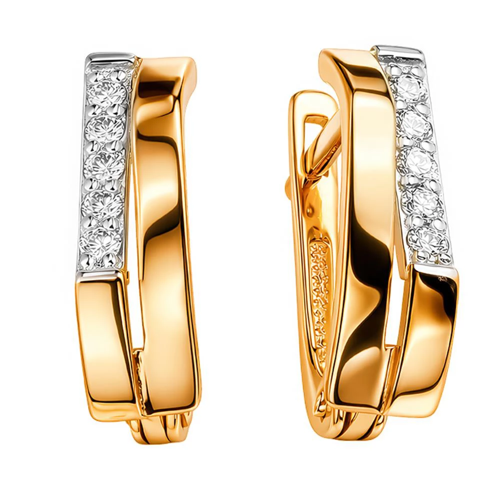 Серьги с бриллиантами из красного золота 585 пробы