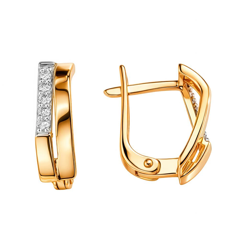 Серьги с бриллиантами из красного золота 585 пробы