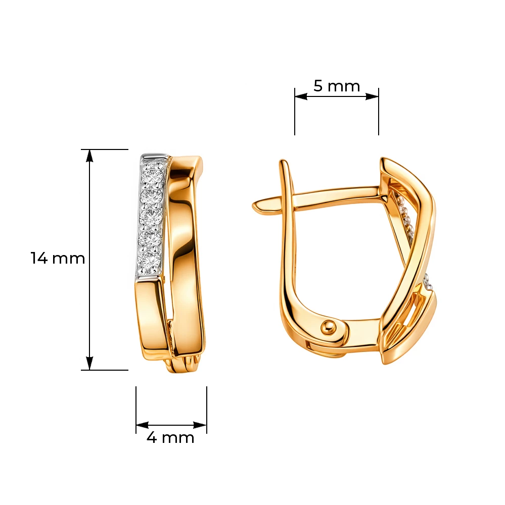 Серьги с бриллиантами из красного золота 585 пробы