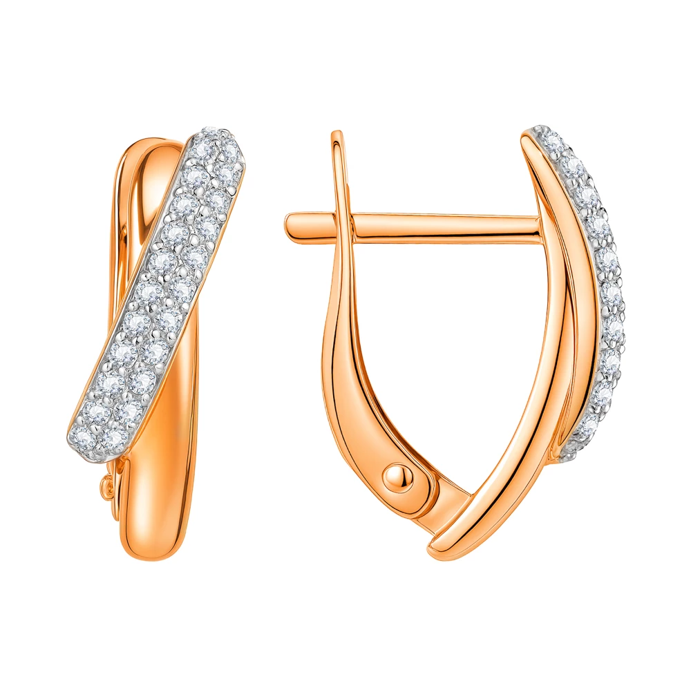 Серьги с бриллиантами из красного золота 585 пробы