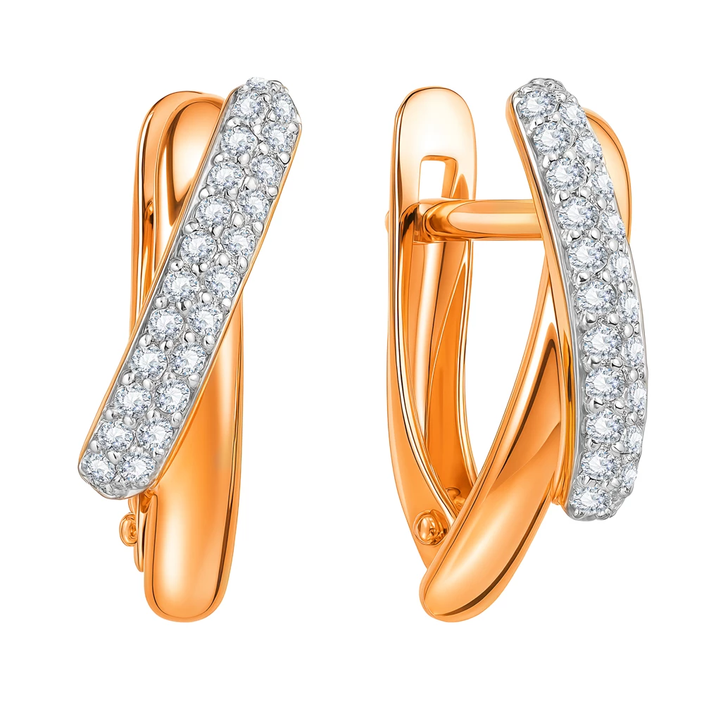 Серьги с бриллиантами из красного золота 585 пробы