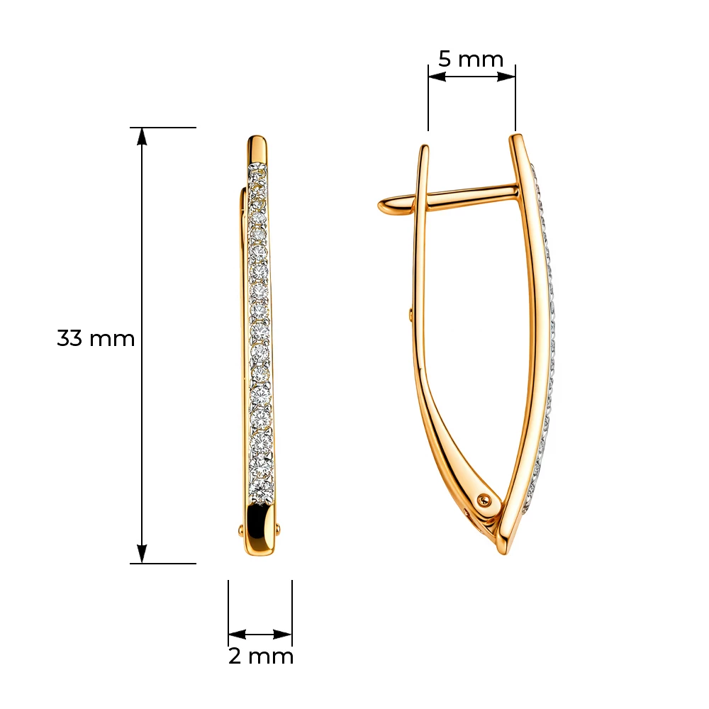 Серьги с бриллиантами из красного золота 585 пробы