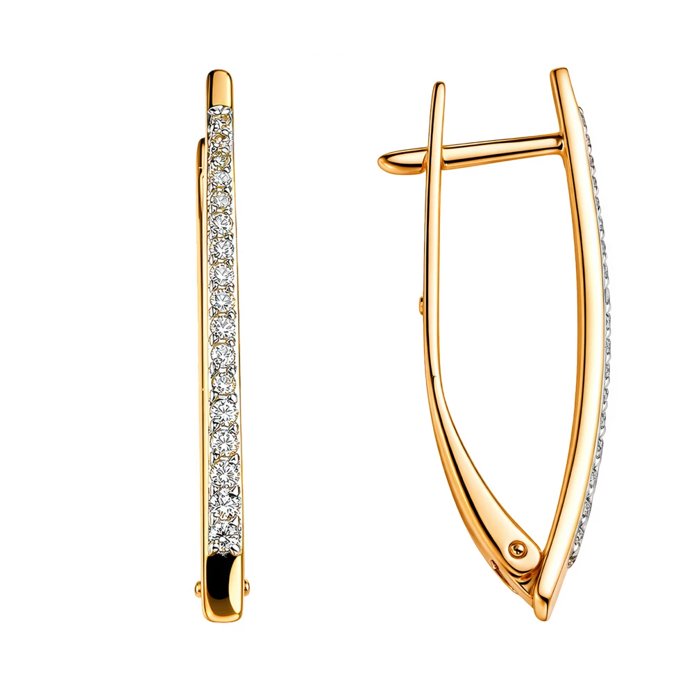 Серьги с бриллиантами из красного золота 585 пробы