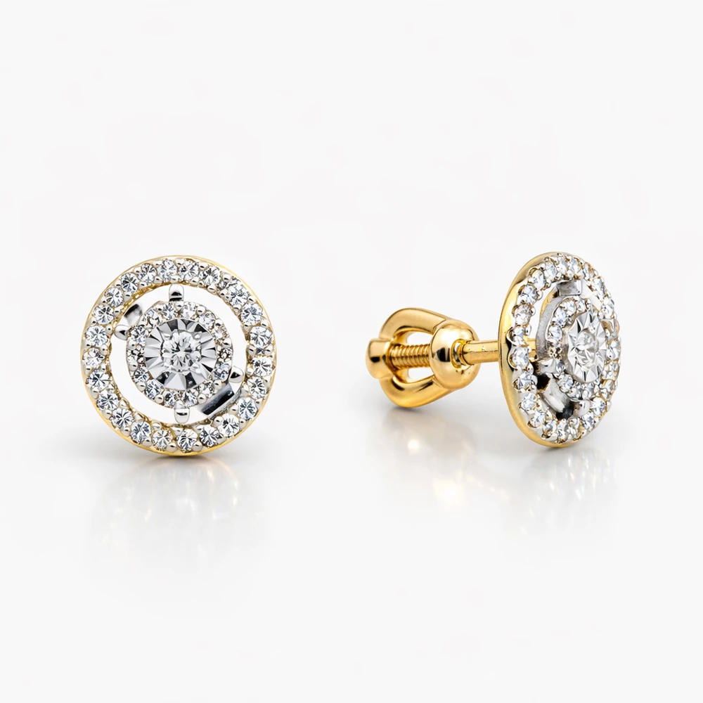 Серьги с бриллиантами из красного золота 585 пробы