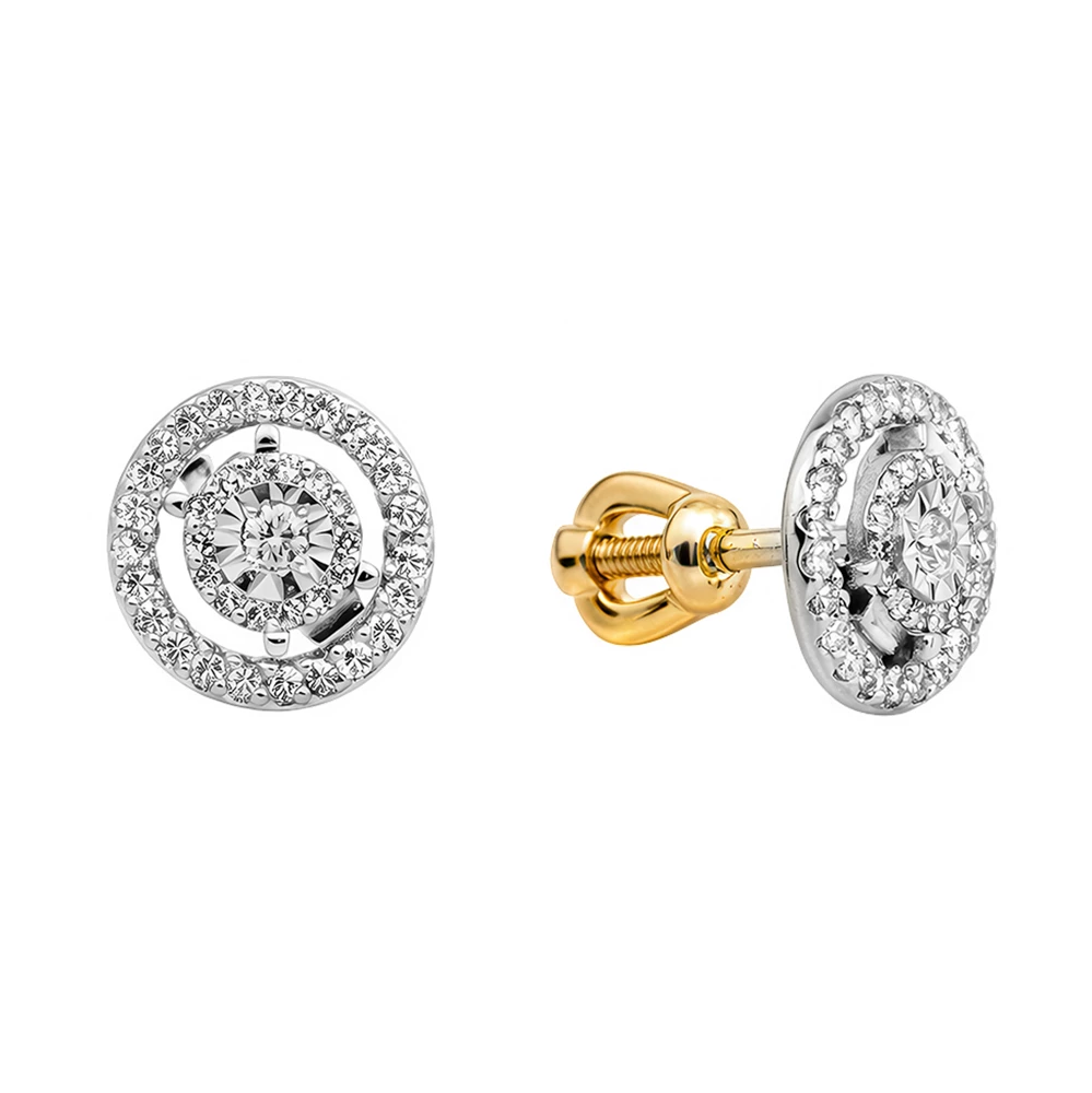 Серьги с бриллиантами из красного золота 585 пробы