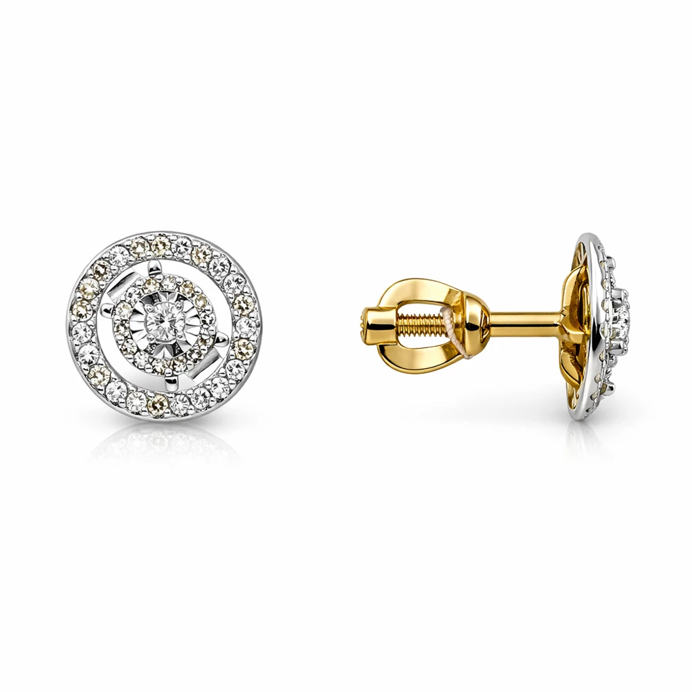 Серьги с бриллиантами из красного золота 585 пробы