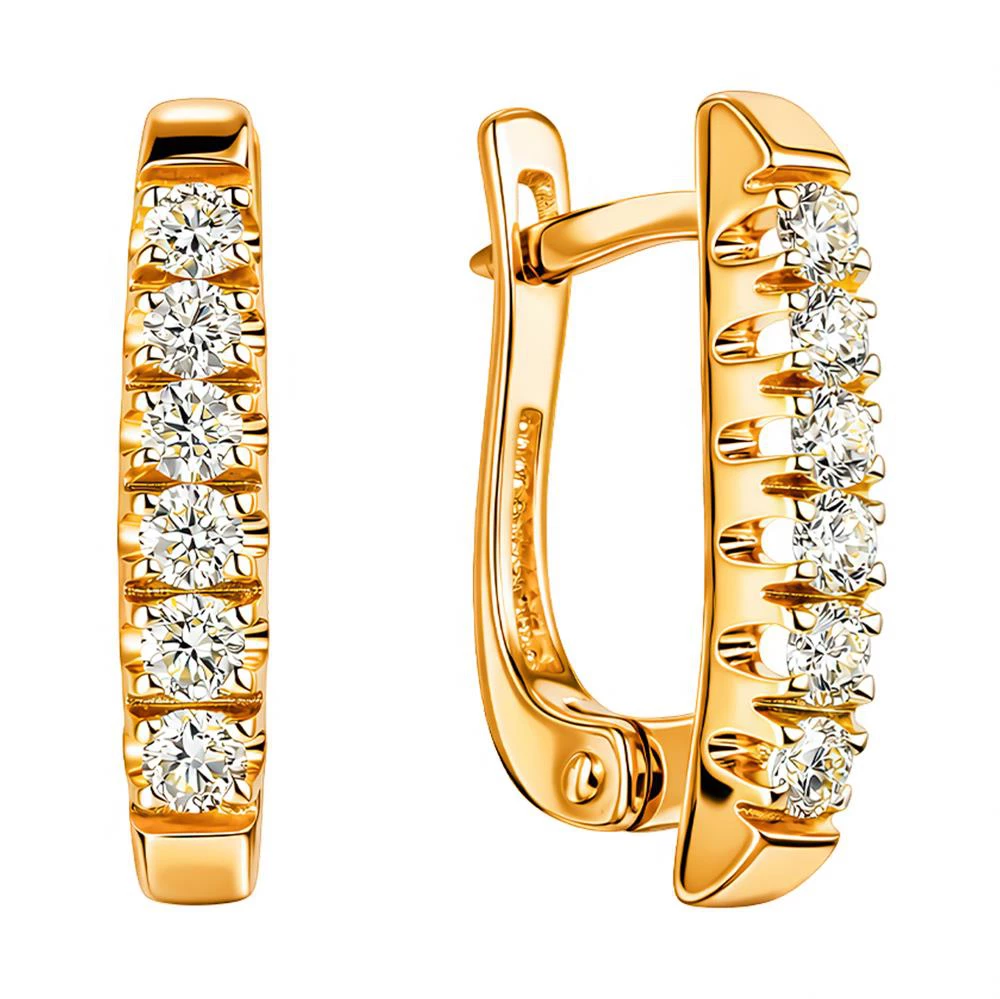 Серьги с бриллиантами из красного золота 585 пробы