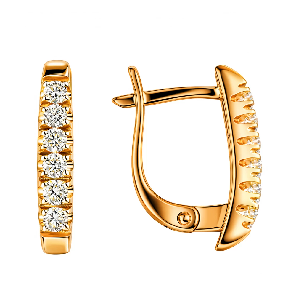 Серьги с бриллиантами из красного золота 585 пробы