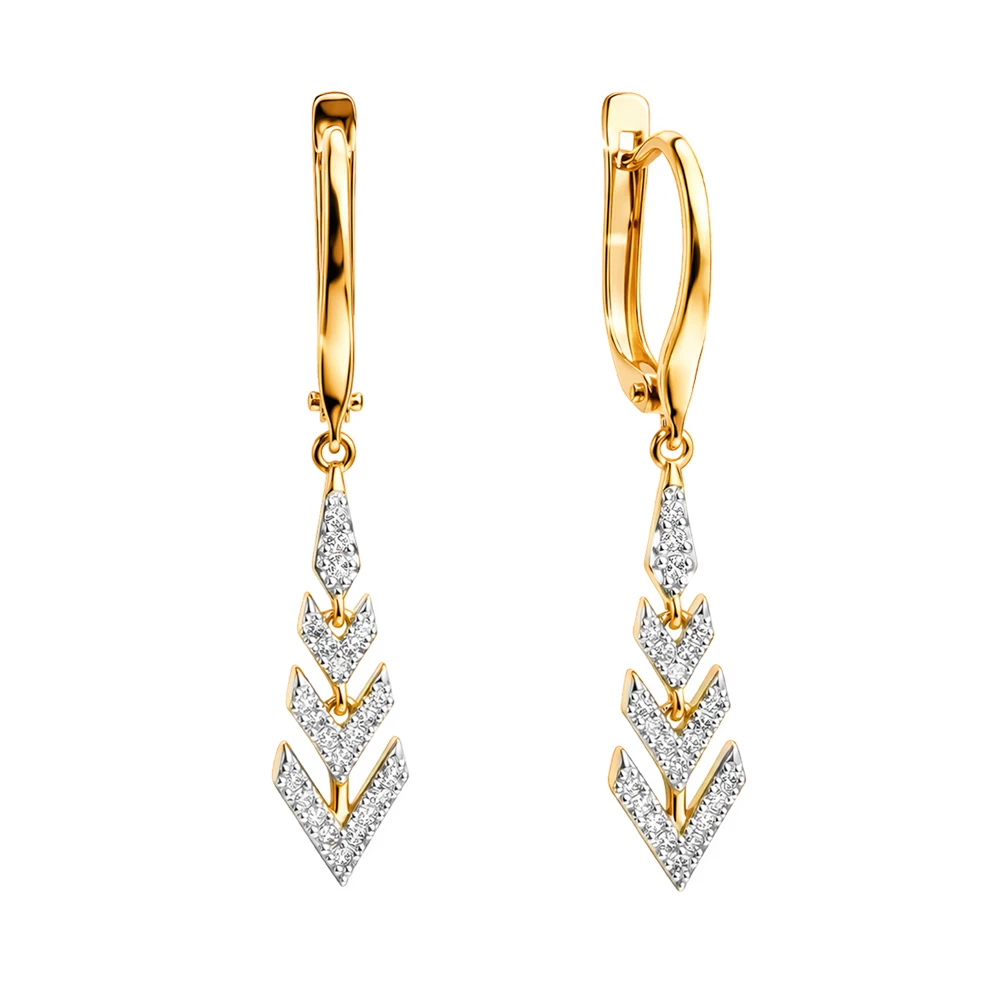 Серьги с бриллиантами из красного золота 585 пробы