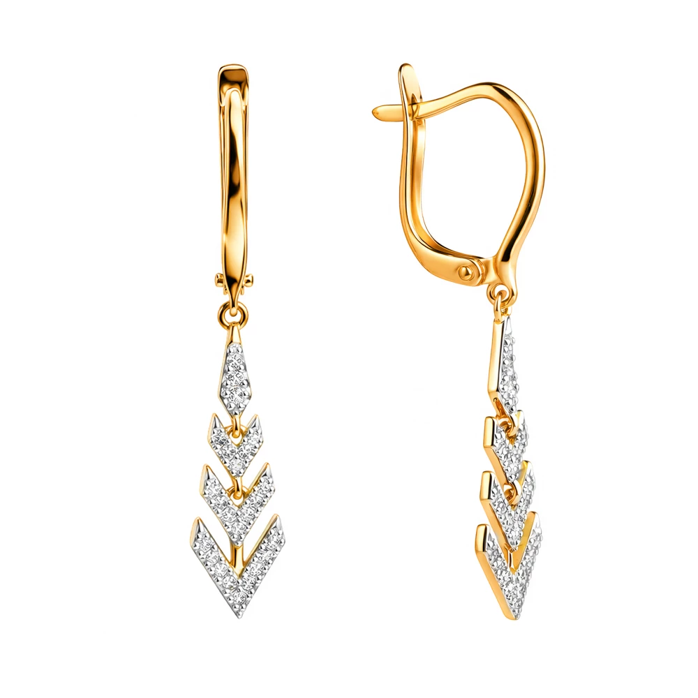 Серьги с бриллиантами из красного золота 585 пробы