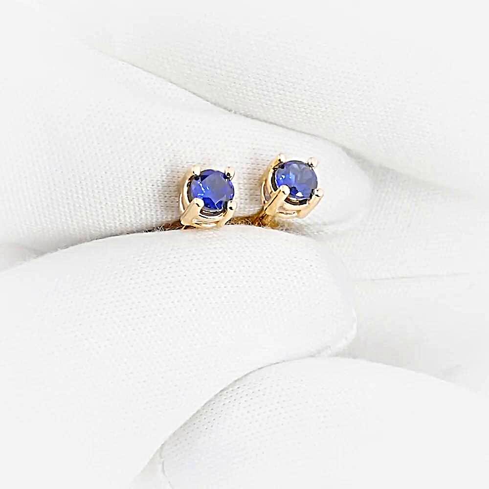 Серьги с сапфирами синтетическими из красного золота 585 пробы