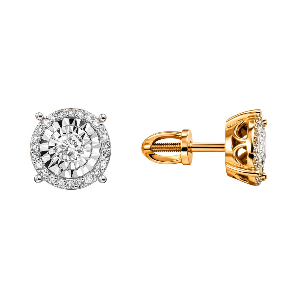 Серьги с бриллиантами из красного золота 585 пробы