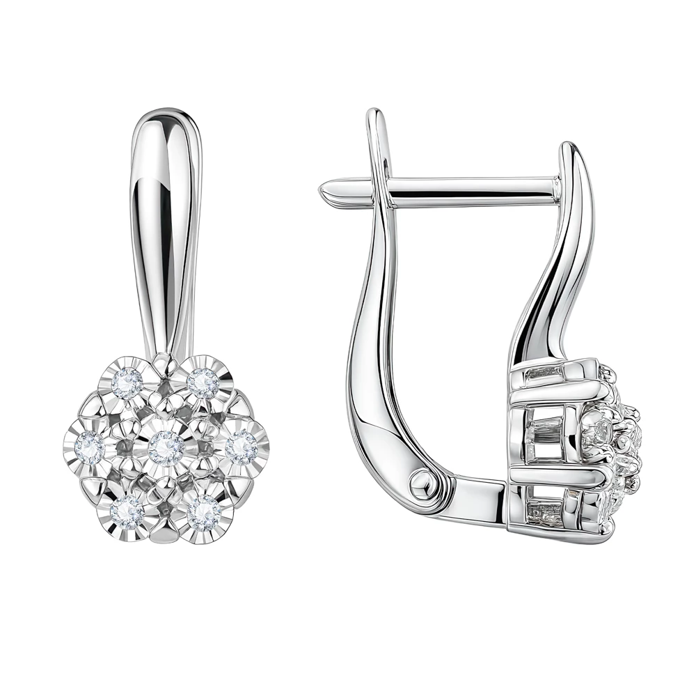 Серьги с бриллиантами из белого золота 585 пробы