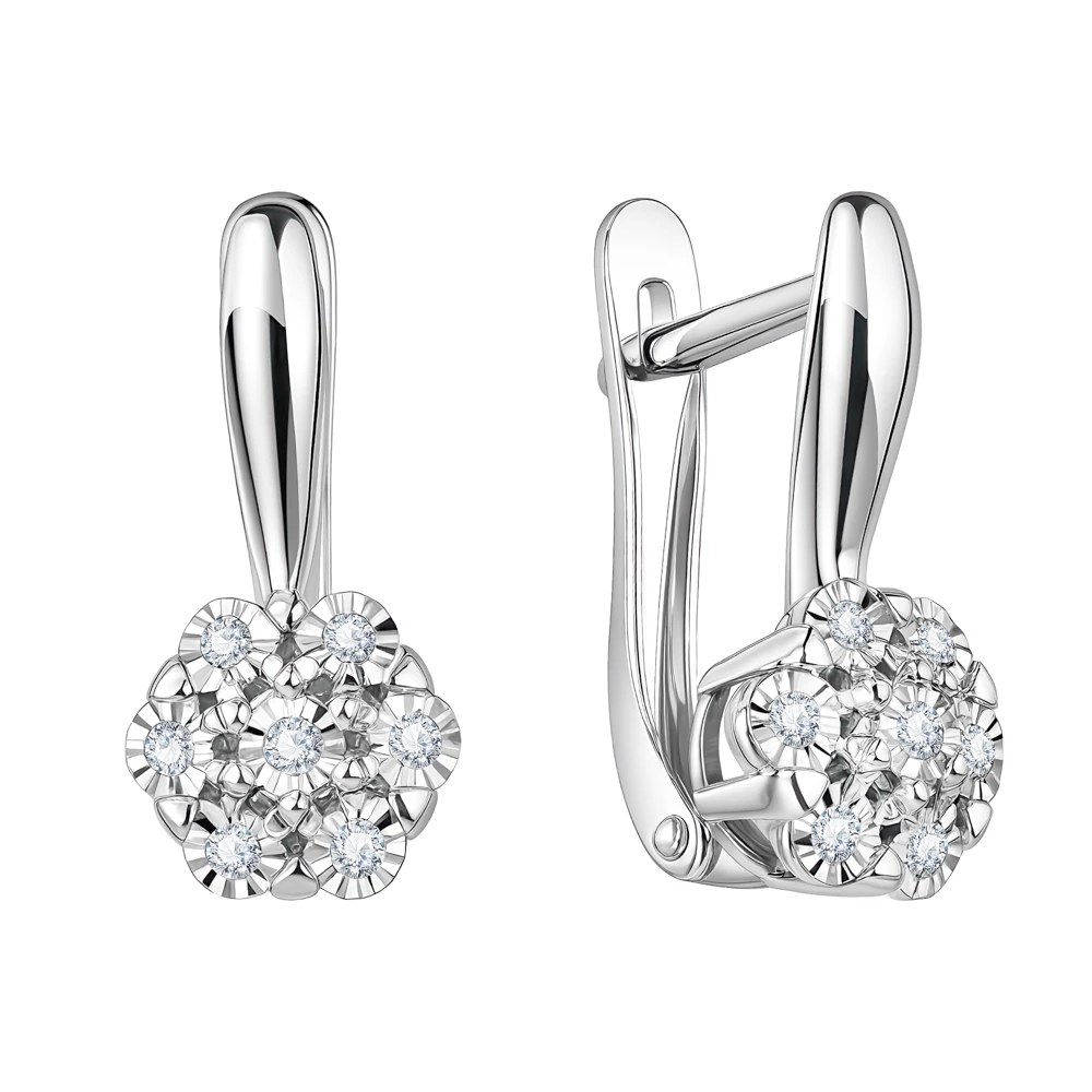 Серьги с бриллиантами из белого золота 585 пробы