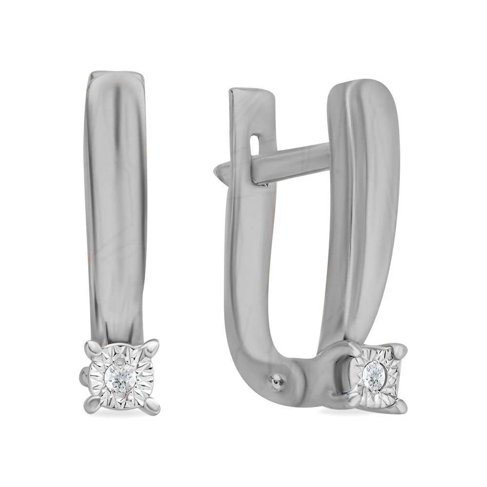 Серьги с бриллиантами из белого золота 585 пробы