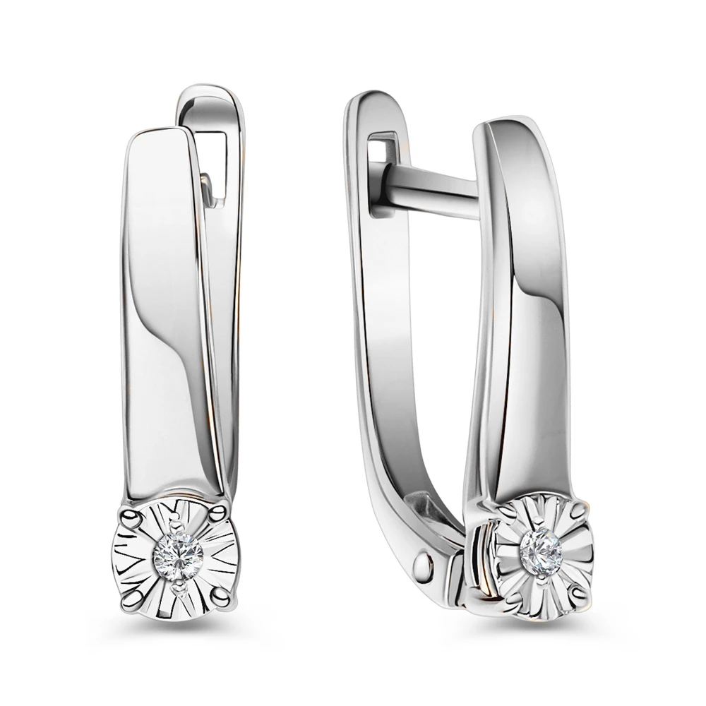 Серьги с бриллиантами из белого золота 585 пробы