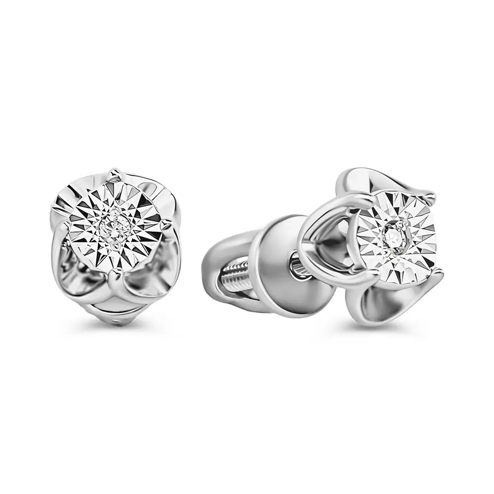 Серьги с бриллиантами из белого золота 585 пробы